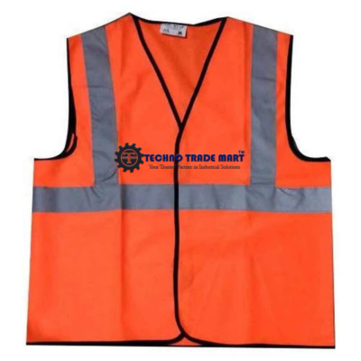 GSM Orange Polyester 120 , Mesh & Fabric Fine Quality Safety Jacket with 2 inch Net Reflective Tape(Pack of 40)